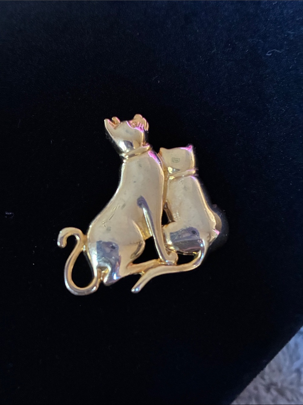 Vintage Gold Twin Cats Brooch